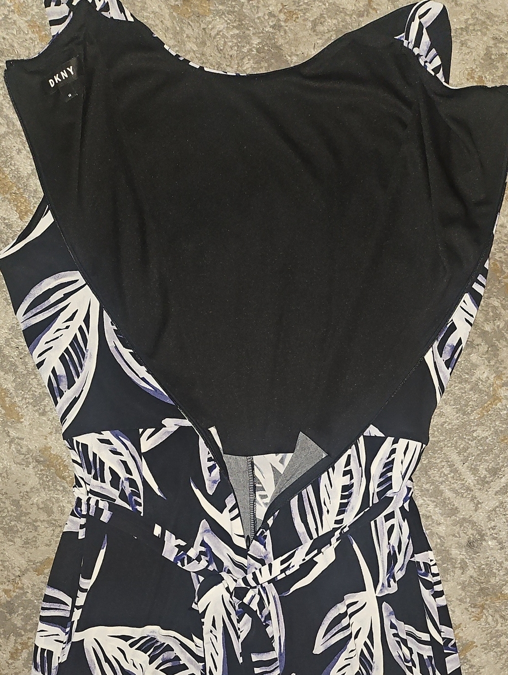 DKNY Printed Tie Waist Jersey Jumpsuit Size 14 - Picture 11 of 13